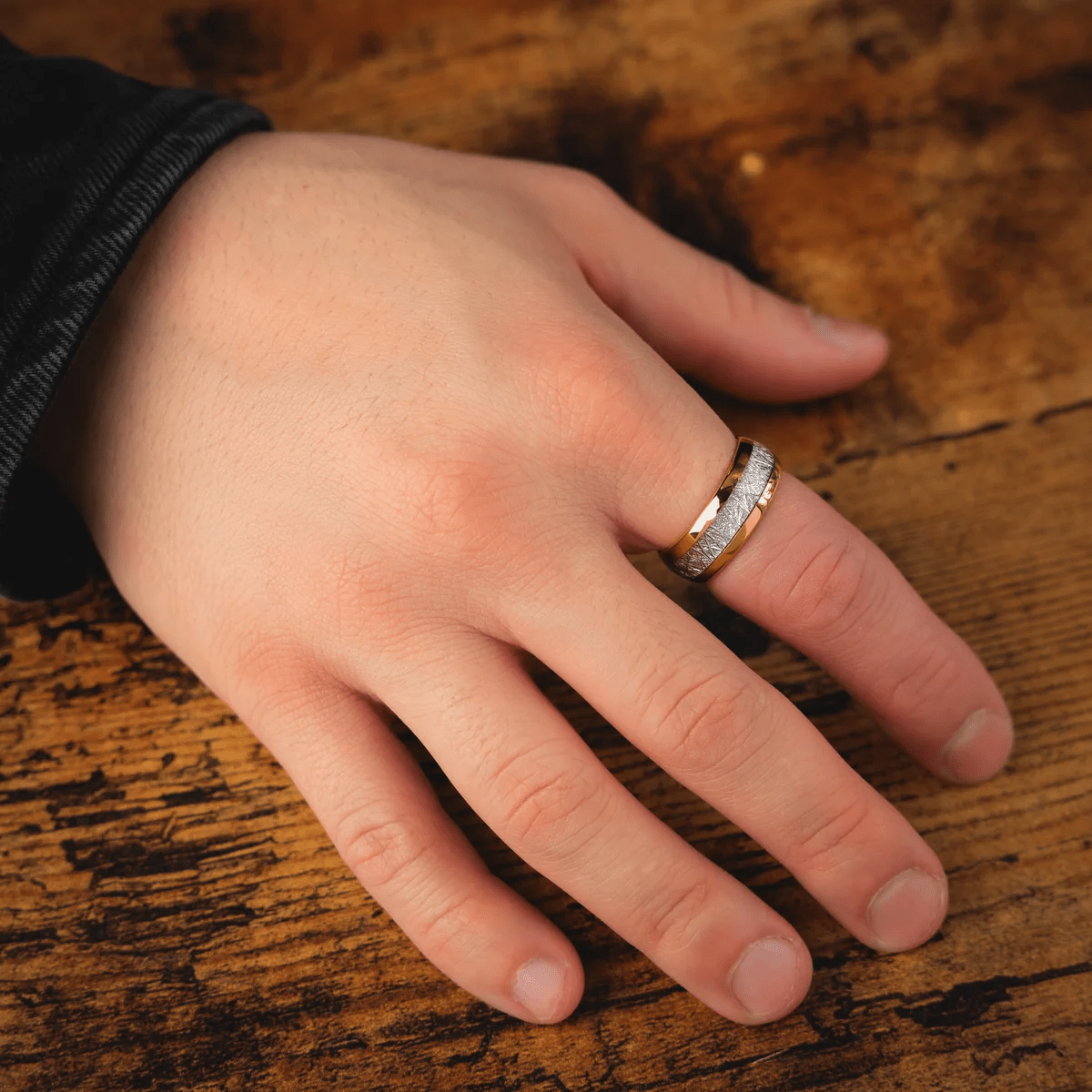Two-Tone Golden Tungsten Couple Ring Set